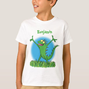 Camiseta Lagarto animado animado com iguana verde engraçado