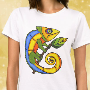 Camiseta Lagarto Colorido em um Galho