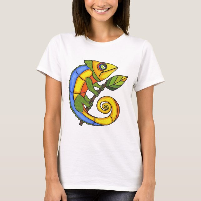 Camiseta Lagarto Colorido em um Galho (Frente)