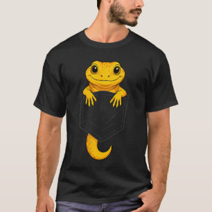 Camiseta Lagarto Engraçado Espiando no Bolso Gecko Leopardo
