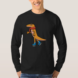 Camiseta Lagarto Gecko de Patinação no Gelo Fofo Patinador