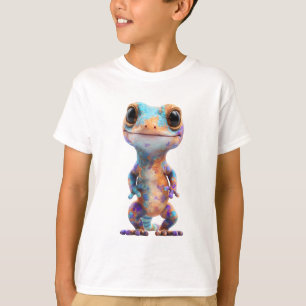 Camiseta Lagarto Gecko Manchado Colorido Crianças