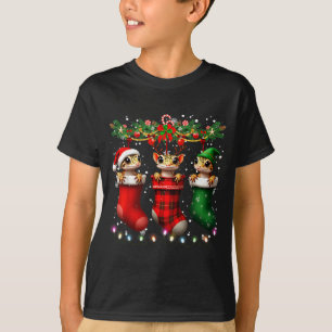 Camiseta Lagarto Leopardo Em Meias De Natal Luzes Lagarto L