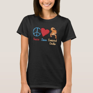 Camiseta lagarto Peace Love leopardo gecko para mulheres 1
