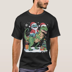 Camiseta Lagarto Santa no T-Rex com Presentes