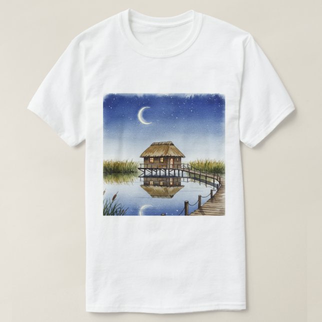 Camiseta Lago à noite (Frente do Design)