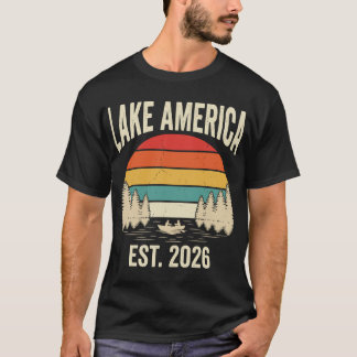 Camiseta Lago América Est 2026 Pôr do Sol Vintage Grandes L
