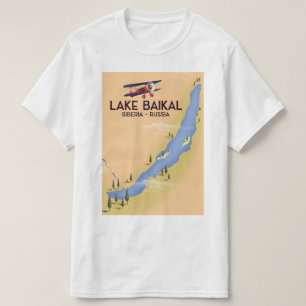 Camiseta Lago Baikal Sibéria Mapa Russo de posteres de viag
