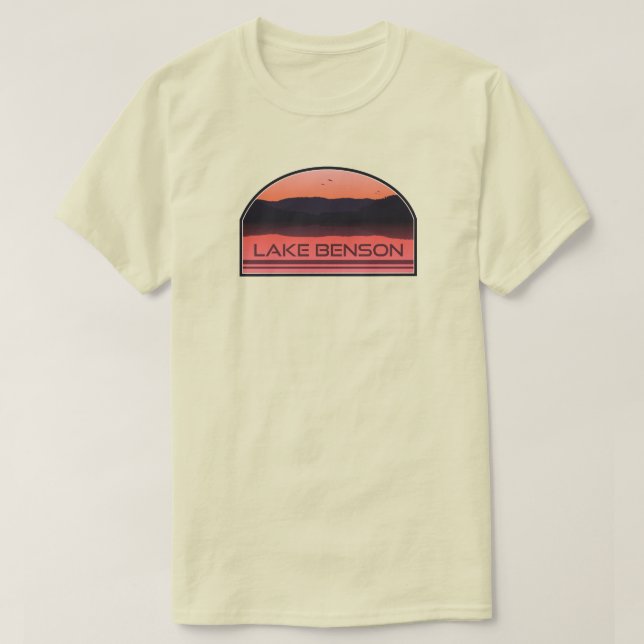 Camiseta Lago Benson North Carolina Red Sunrise (Frente do Design)
