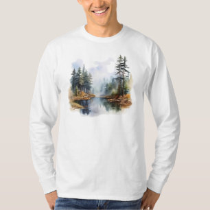 Camiseta Lago Cena Longa Sleeve T-Shirt