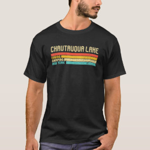 Camiseta Lago Chautauqua Nova York Pesca Acampamento Verão