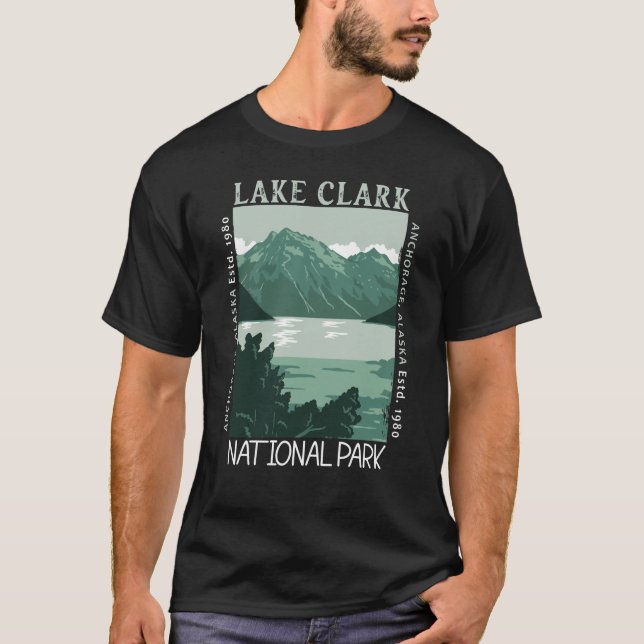 Camiseta Lago Clark National Park Alaska Vintage Distante (Frente)
