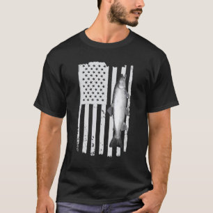 Camiseta Lago da Bandeira Americana Pescaria Salmão Bull Tr