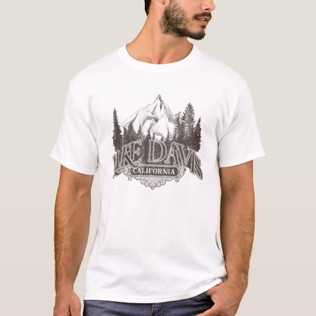 Camiseta Lago Davis Vintage Montanhas Caminhando Camping Ca (Frente)
