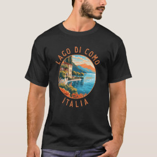Camiseta Lago de Como Itália Distressed Circle Vintage