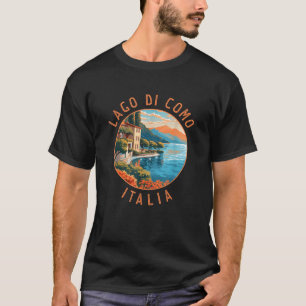 Camiseta Lago de Como Itália Distressed Circle Vintage