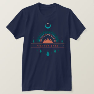 Camiseta lago de cratera boho lua arco-íris