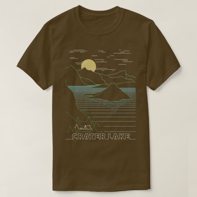 Camiseta Lago de Cratera Linear Parque Nacional Arte (Frente do Design)