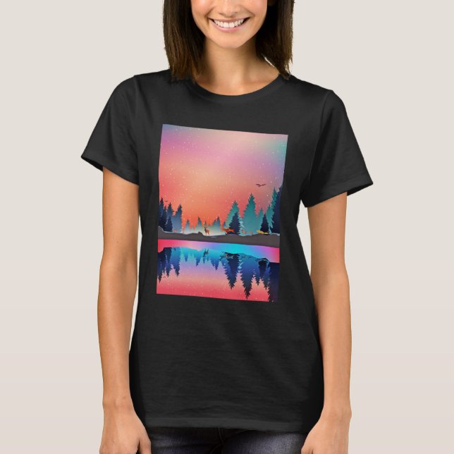 Camiseta Lago de inverno Cênico com Veado (Frente)