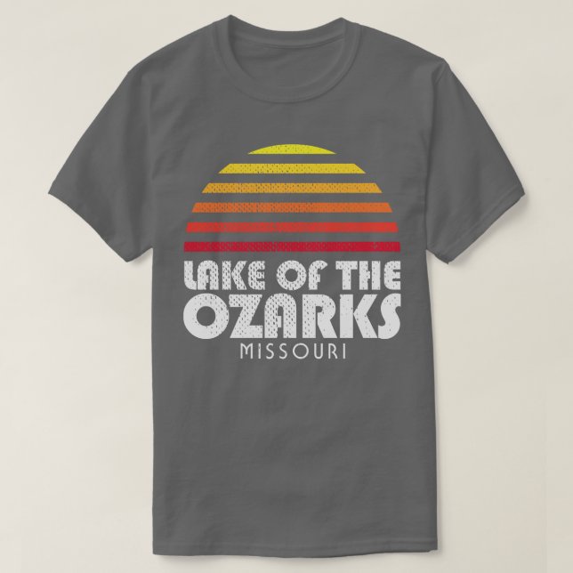 Camiseta Lago de Ozarks Retro Vintage Style Sunset (Frente do Design)