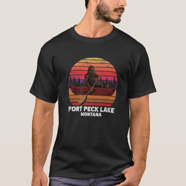 Camiseta Lago de Pesca Bigfoot Canoeing Forte Peck Lake (Frente)