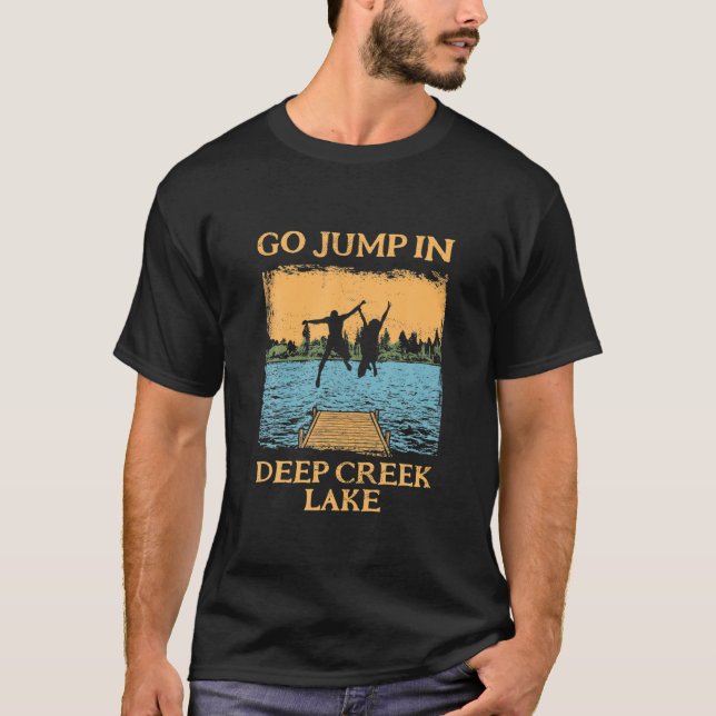 Camiseta Lago Deep Creek Life Salta Em Um Lago Swimmi (Frente)