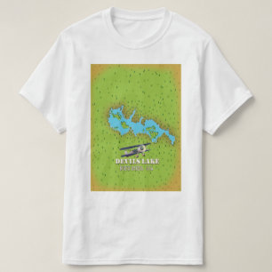 Camiseta Lago Devi's Dakota do Norte EUA mapa