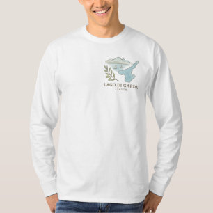 Camiseta Lago di Garda Itália Mapa Art - Viagem minimalista