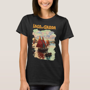Camiseta Lago di Garda Itália Vela Vermelho Viagem