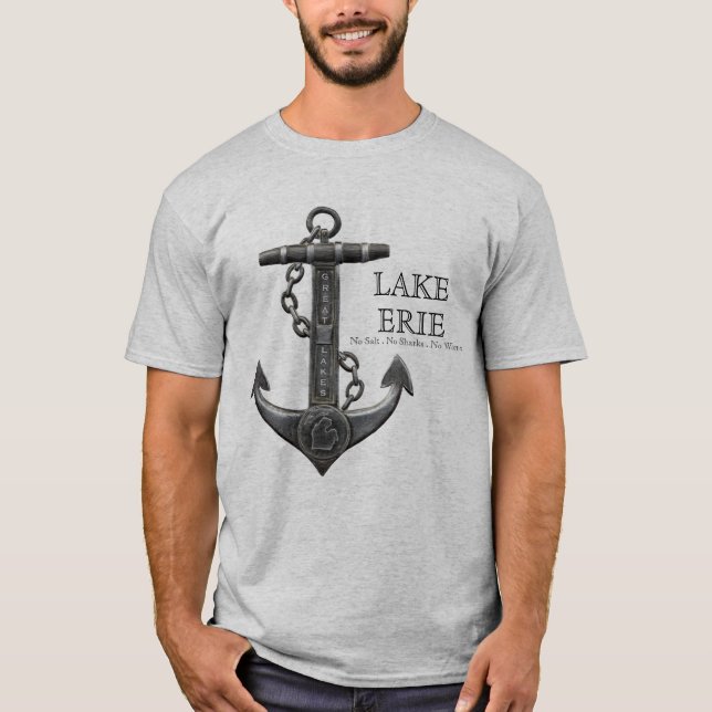 Camiseta Lago ERIE âncora náutica em relevo (Frente)