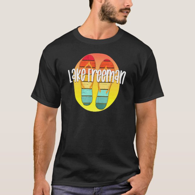 Camiseta Lago Freeman Indiana Retro Flipflop Sunset Graphic (Frente)