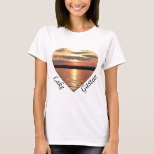 Camiseta Lago Gaston Sunset Heart Com Texto Do Lago Gaston
