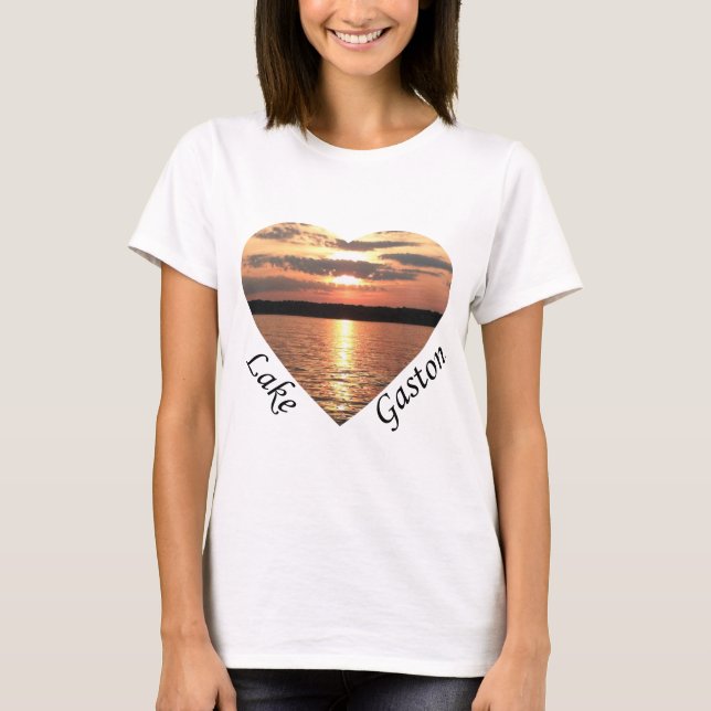 Camiseta Lago Gaston Sunset Heart Com Texto Do Lago Gaston (Frente)