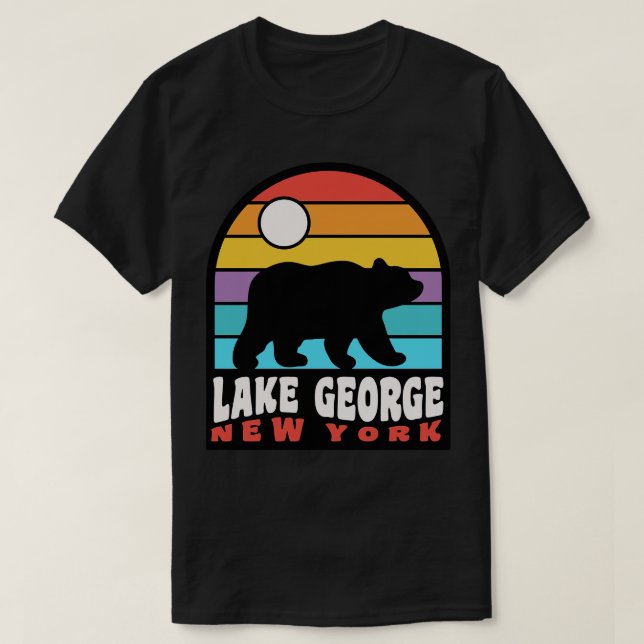 Camiseta Lago George New York Adirondack Mounts Bear Bad (Frente do Design)