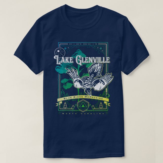 Camiseta lago glenville norte carolina geobird (Frente do Design)