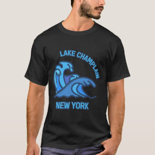 Camiseta Lago Graphic Champlain New York Pocket Wave Souven