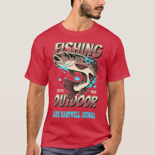 Camiseta Lago Hartwell, Georgia Principais 100 Lagos De Pes