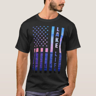 Camiseta Lago Life American Flag Dock Sunset Wakeboarder Po