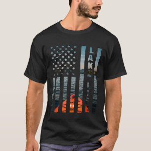 Camiseta Lago Life American Flag Kayak Camping Hiperligação