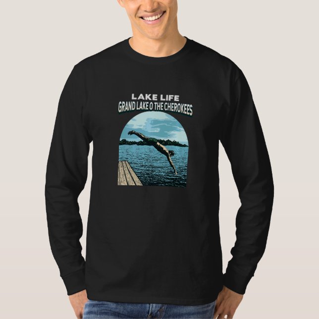 Camiseta Lago Life Grand Lake O' The Cherokees Natação Okl (Frente)