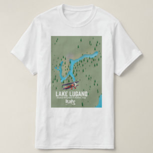 Camiseta Lago Lugano Italia - poster de viagens da suiça