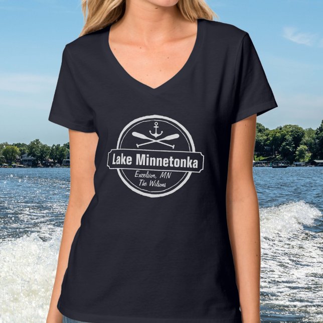 Camiseta Lago Minnetonka Minnesota âncora cidade e nome (Criador carregado)