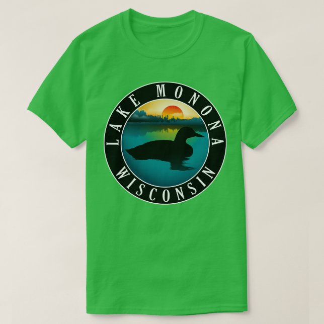 Camiseta Lago Monona Wisconsin Loon (Frente do Design)