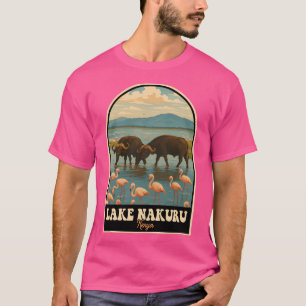 Camiseta Lago Nakuru Kenya Flamingos E Buffalo Vintage Tr
