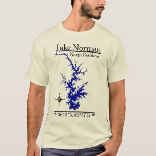 Camiseta Lago Norman North Carolina Coordenadas da Bússola
