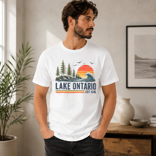 Camiseta Lago Ontario Vintage Grandes Lagos Vida no Lago