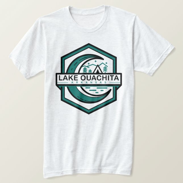 Camiseta lago ouachita arkKansas lua shine hexa (Frente do Design)