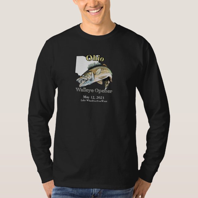 Camiseta Lago Personalizado/Data Abertura da Walleye no Ohi (Frente)