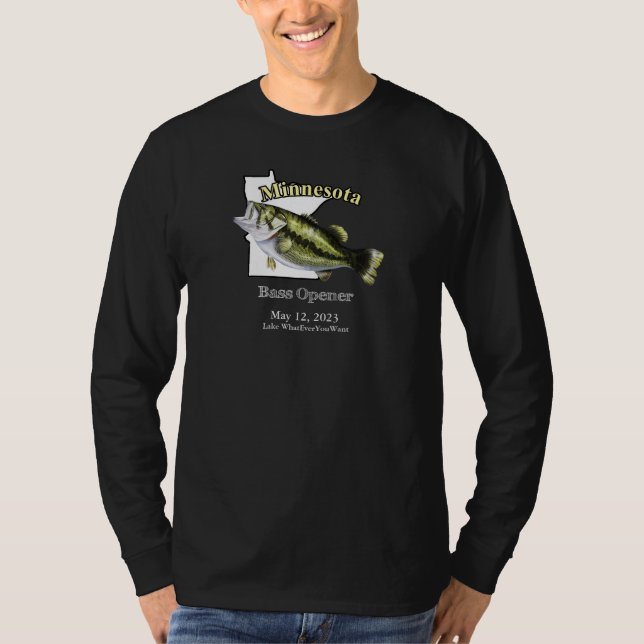Camiseta Lago Personalizado/Data Minnesota Bass Opener Dark (Frente)