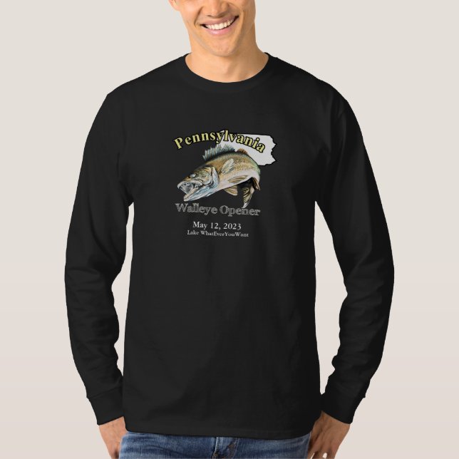 Camiseta Lago Personalizado/Data Pensilvânia Walleye Opener (Frente)